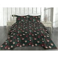 thumbnail image 2 of Ambesonne Floral Quilted Bedspread Set 3 Pcs, Romantic Dried Pinkish Roses, Twin, Hunter Green Redbrown, 2 of 4