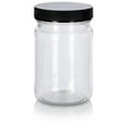 thumbnail image 1 of Clear Plastic Spice Bottle with Black Ribbed Lid - 6 oz / 180 ml, 1 of 4