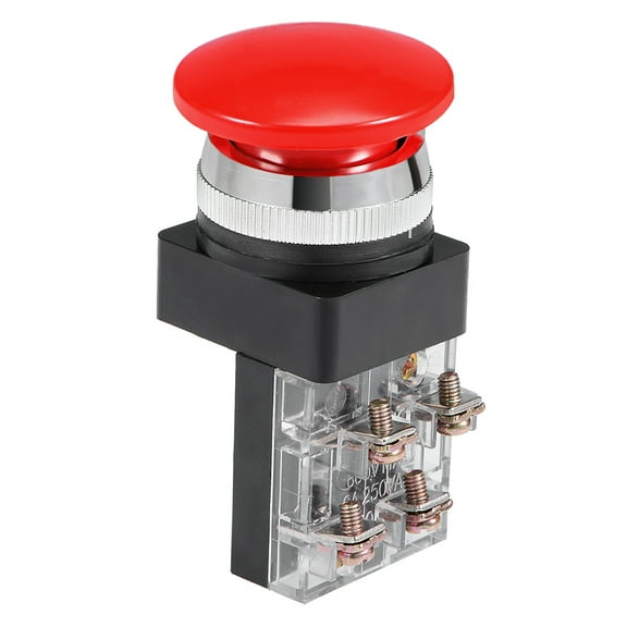 30mm Mushroom Head Momentary Push Button Switch Red DPST