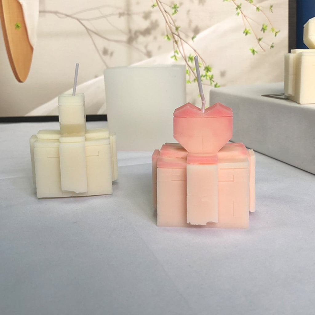 Christmas Gift Box Candle Silicone Mold Geometric Love Gift Box Candle Mold DIY Fondant Chocolate Cake Decorating Tool