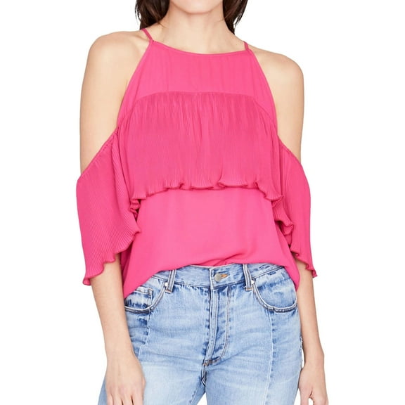 Rachel Roy Womens Cold Shoulder Knit Blouse, Pink, Small