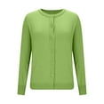 thumbnail image 5 of Women's Cardigan Sweater Long Sleeve Crewneck Button Down Solid Cable Knit Coat Green M, 5 of 6