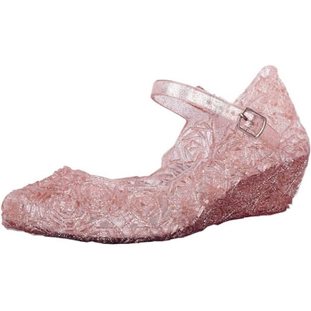 

Baby Girls Jelly Sandals Low Heel Floral Print Dress Shoes Non-Slip Buckle Shoes Birthday Party for Toddler/Little Kid/Big Kid