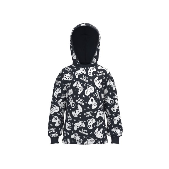 Cotonly Kids Gamer Hoodie - Ultimate Gray, Fleece Winter Wear with Gamer Graphic Print, Detachable Hoodie, and YKK Zipper, 100% Organic Cotton, Sizes 7-12 Years