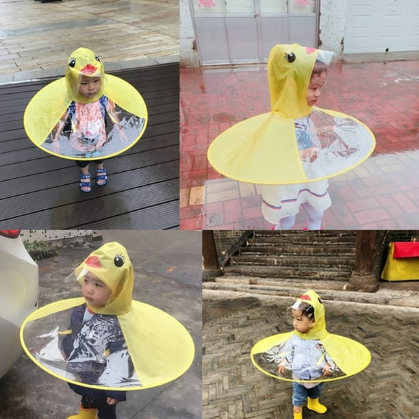 Koszal Cute Cartoon Duck Children Raincoat Umbrella UFO Shape Rain