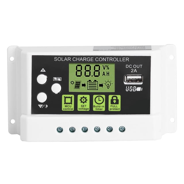 Regulador de carga solar inteligente PWM Pantalla LCD Salida USB 12V 24V 10A (KYZ-20A)