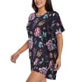 thumbnail image 2 of Fuzoiu Roses Flowers Print Women's Short-Sleeved Pajama Set,Lounge Sleepwear Set,Womens Pajama Sets 2 Piece,Button-Up Top and Shorts with Pockets-Medium, 2 of 7