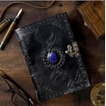 RUZIOON 3 Moon Blue Lapiz Embossed Vintage Leather Journal | 240 Pages ...