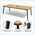 thumbnail image 3 of Crestlive Products 95" Patio Outdoor Dining Table for 8-10, Sturdy Aluminum Frame Wood-Grain Top with Umbrella Hole, Brown, 3 of 7