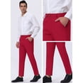 thumbnail image 5 of INSPIRE CHIC Pantalon Habillé Rouge pour Homme Coupe Droite Couleur Unie devant Plat Pantalon Chino 30, 5 of 5