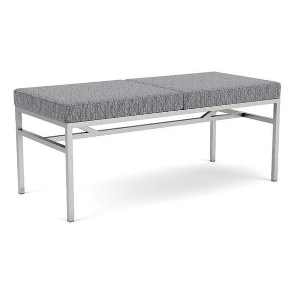 Avon Reception Waiting 2 Seat Bench 550 LB Capacity / Silver Steel / Gray