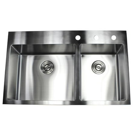 eModern Decor 36'' L x 22'' W Double Bowl Kitchen Sink