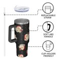 thumbnail image 4 of Black Christmas Santa Pattern Tumbler with Handle and Lid,40oz Double Wall Vacuum Insulated Tumbler,Cups Gift for Women and Men, 4 of 7