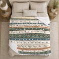 thumbnail image 5 of Blue Winter Stripe Pattern with Moon and Snowflakes, Peaceful Nordic Style for Holiday Lovers, Frosty Icon Rows and Christmas Gift, Cozy Flannel Blanket for Bedroom and Guest Room, Home Decor, 5 of 9