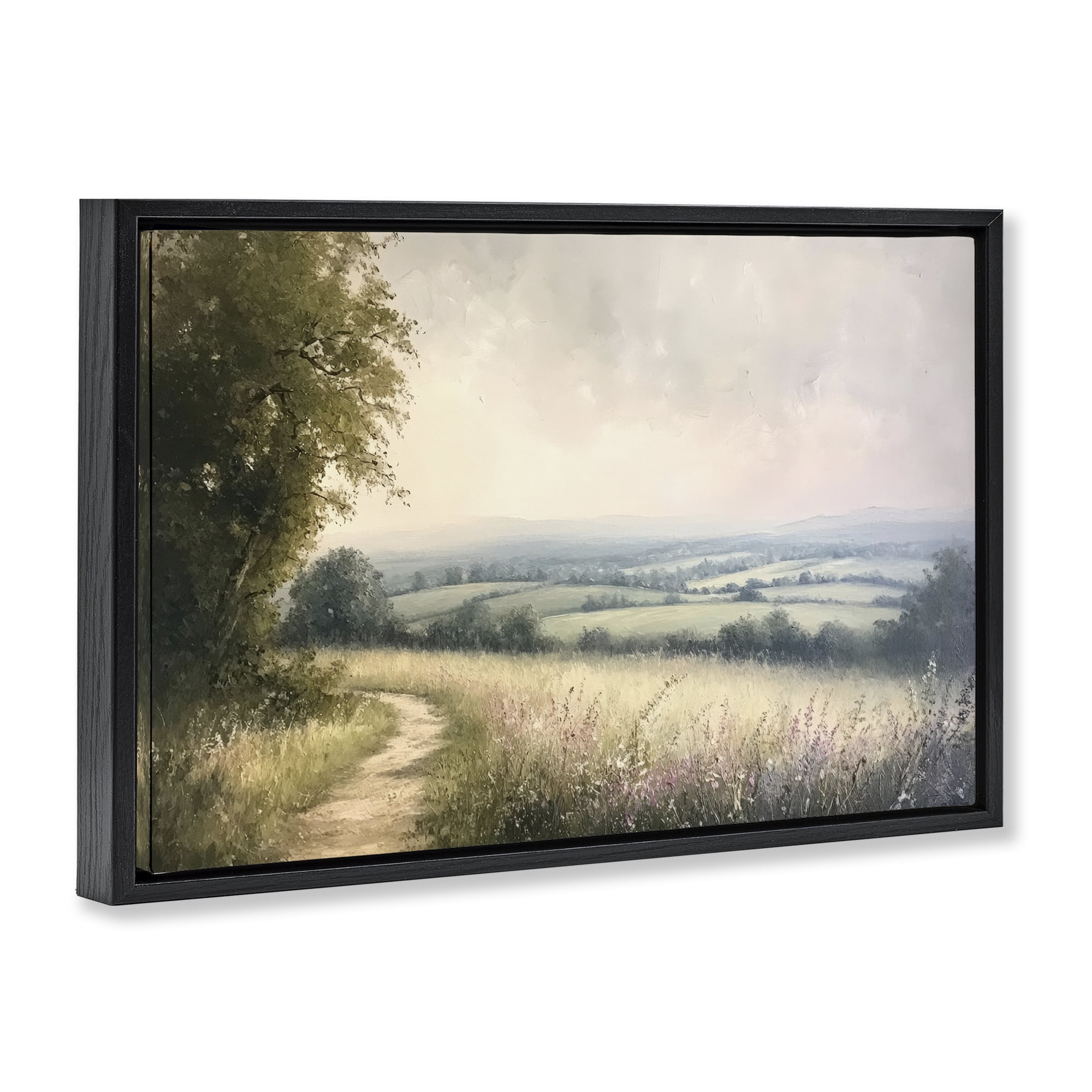 Stupell Industries Rolling Farmlands in Distance Black Framed Floater Canvas Wall Art, design by Petal Prints Design