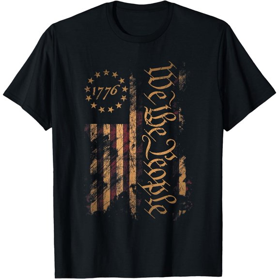 We The People 1776 Betsy Ross Flag Distressed Grunge T-Shirt , Vintage T-Shirt