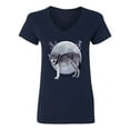 thumbnail image 2 of Wild Bobby Full Moon Cute Arctic Mountain Snow Dire Wolf Women Standard V-Neck Tee, 2 of 5