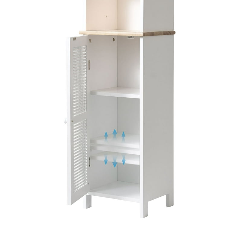 HAUSHECK Tall Slim Bathroom Storage, Narrow Freestanding Floor Cabinets  Tower w/ 3-Tier Adjustable Shelf and 1 Drawer for Home, Kitchen, Living  Room