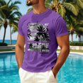 thumbnail image 2 of Sewkxo Mens Hawaiian Short Sleeve T-Shirts Graphic Crew Neck Casual Shirt Summer Beach Palm Tree Printed Vintage Tees,Purple XL, 2 of 5