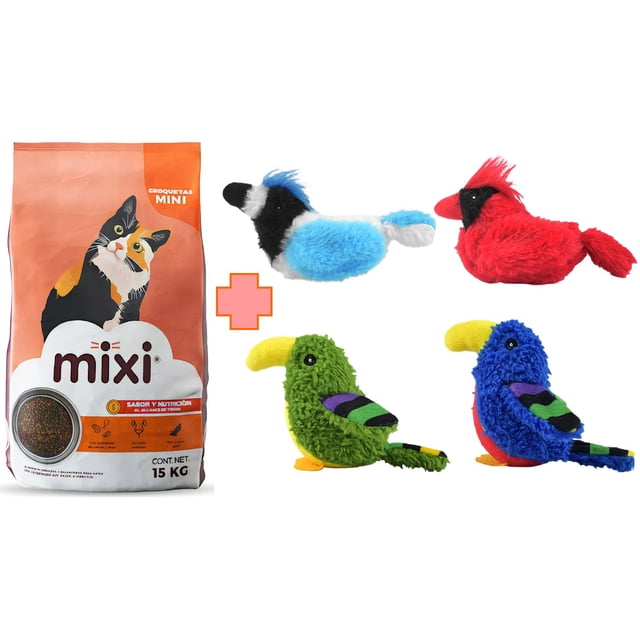 Alimento para gato Mixi 15 kg + 1 juguete sonido de ave con catnip