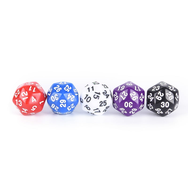 1pc D30 gaming dice thirty sided die number 1-30 5 Colors Acrylic Cubes Dice TDC 