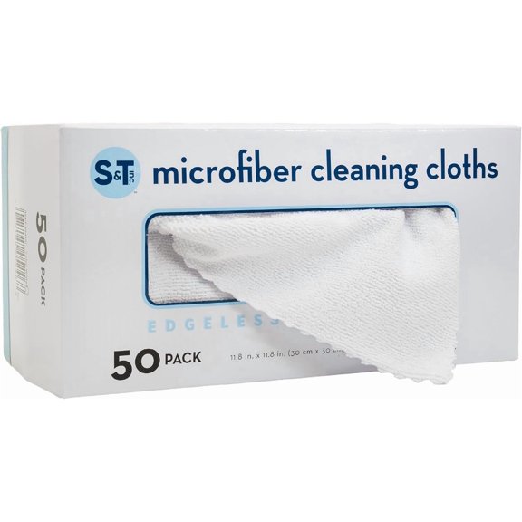 50 Pack Microfiber Cleaning Cloth with Box, Bulk Towels for Home, Reusable Microfiber Towels for Cars, Cleaning Rags, White, 190gsm, 11.8 Inches x 11.8 Inches, 50 Count