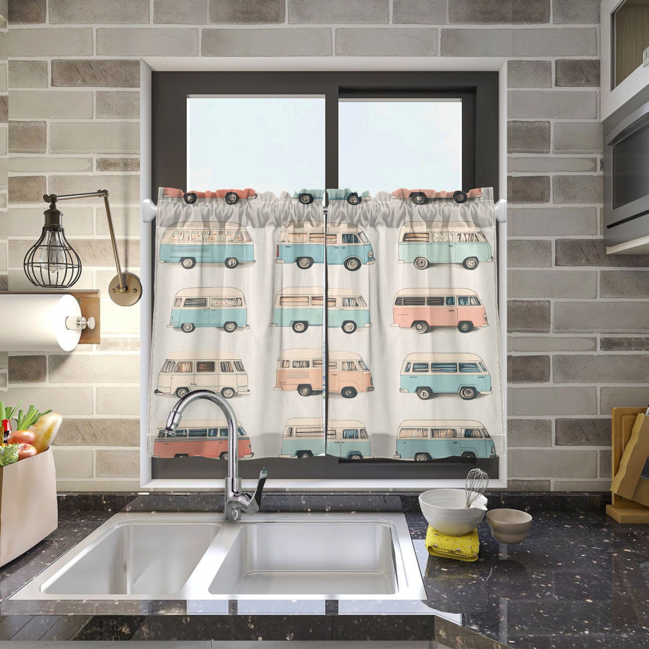 Cars 27"x36" Linen Look Cafe Curtain Set with Privacy and UV Protection