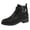 Black, variant on Rokment Retro Embossed Riding Ankle Boots for Women Casual Leather Buckles Platform Chunky Mid Heels Short Booties with Side Zipper Fall Winter