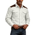thumbnail image 6 of thefmos Men's Plus Size Long Sleeve Corduroy Shacket Fall Winter Casual Button Down Shirt Classic Collared Work Outfits Tops, White XL, 6 of 9