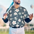 thumbnail image 6 of Balery Blue Flower Baseball Jersey for Men Casual Button Down Shirts Short Sleeve Active Team Sports Uniform-X-Large, 6 of 9