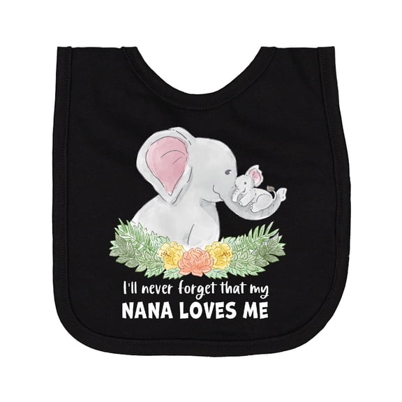 Inktastic I'll Never Forget That My Nana Loves Me with Cute Elephants Newborn Bib