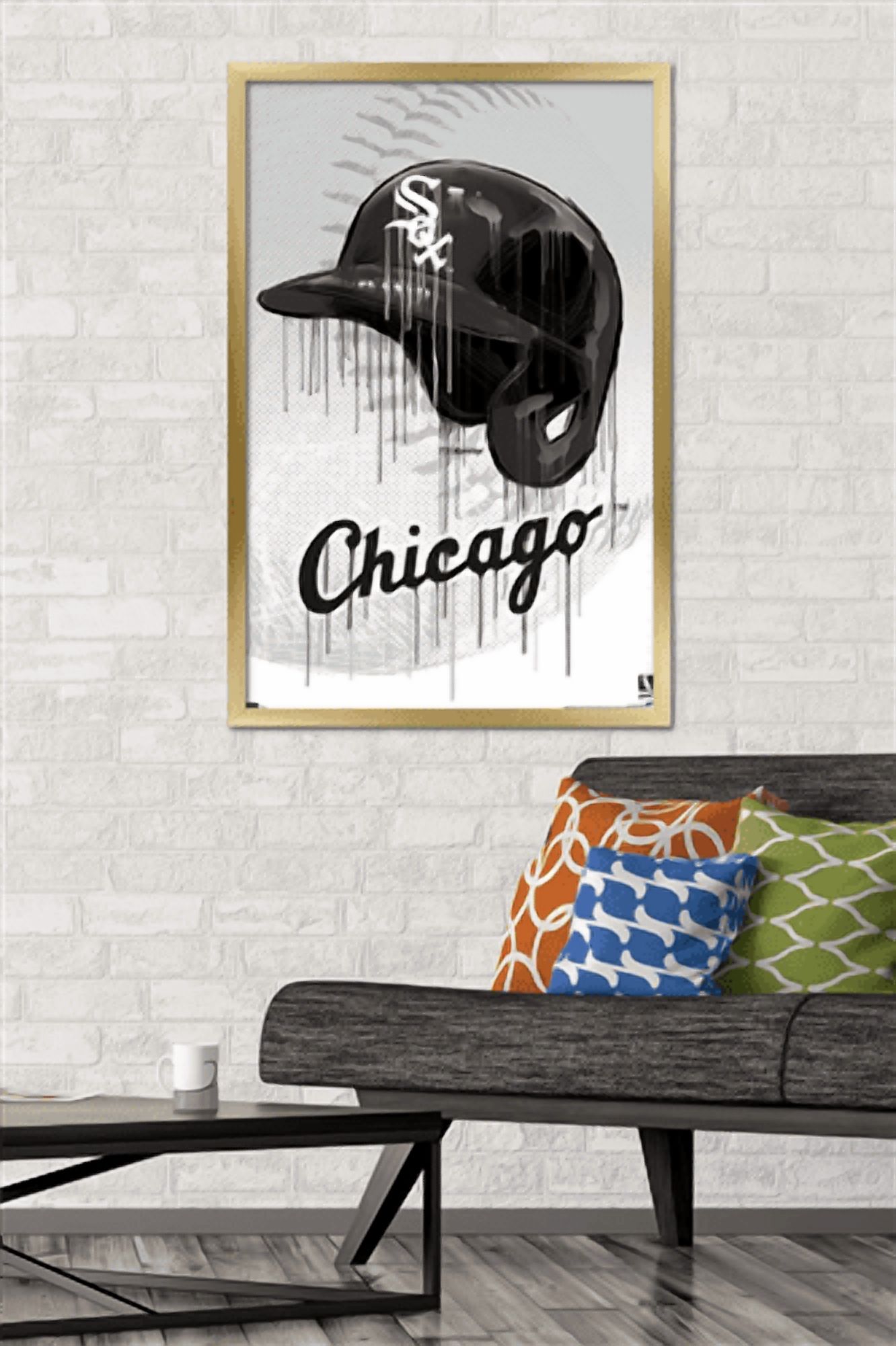 MLB Chicago White Sox - Drip Helmet 22 Wall Poster, 22.375" x 34" Framed