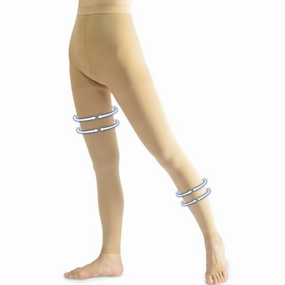beister Medical Compression Pantyhose, 20-30mmHg Graduated Support Tights, Opaque Footless, Waist High ,Varicose Veins, Edema, Flight, DVT,Beige,1 Count