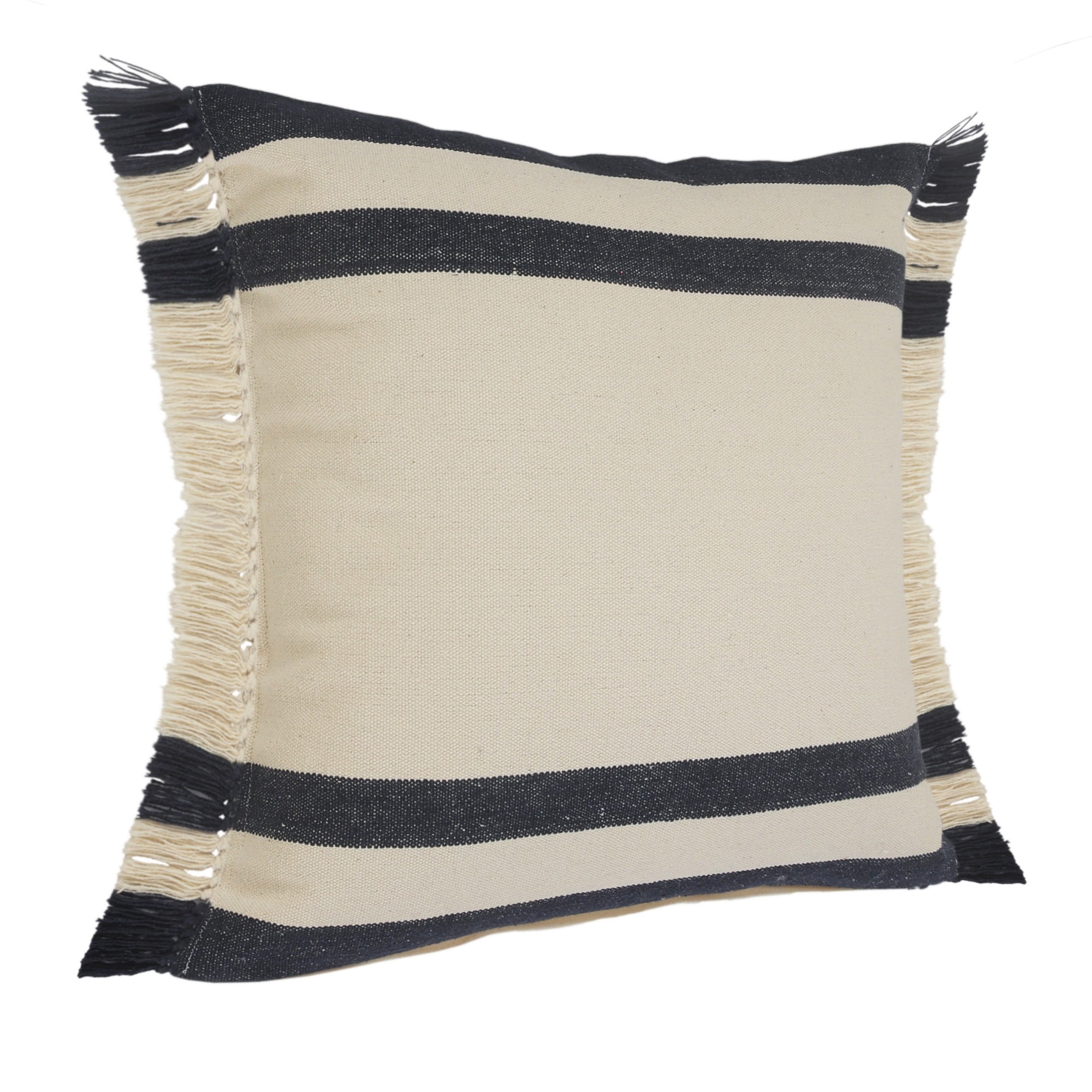 Harlow Hill Ensign Blue/White/Linen Striped Modern Cotton Polyfilled Throw Pillow Set of 2, 20" x 20"