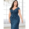 thumbnail image 2 of AURA Plus Size Evening Dress Slim Fit Fishtail Long Formal Banquet Gown Spandex Embroidery 0XL 4XL, 2 of 7