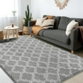 thumbnail image 5 of 4x5.8 Plush Area Rug, High Pile Rugs for Living Room, Ultra Soft Indoor Carpet for Bedroom, Kids Room, Playroom, Home Decor, Geometric, Light Grey/White, 5 of 18
