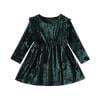 

ShomPort Toddler Kids Girls Long Sleeve Dress Cute Velvet Dresses Round Neck Ruffle Midi Dress Fall Clothes