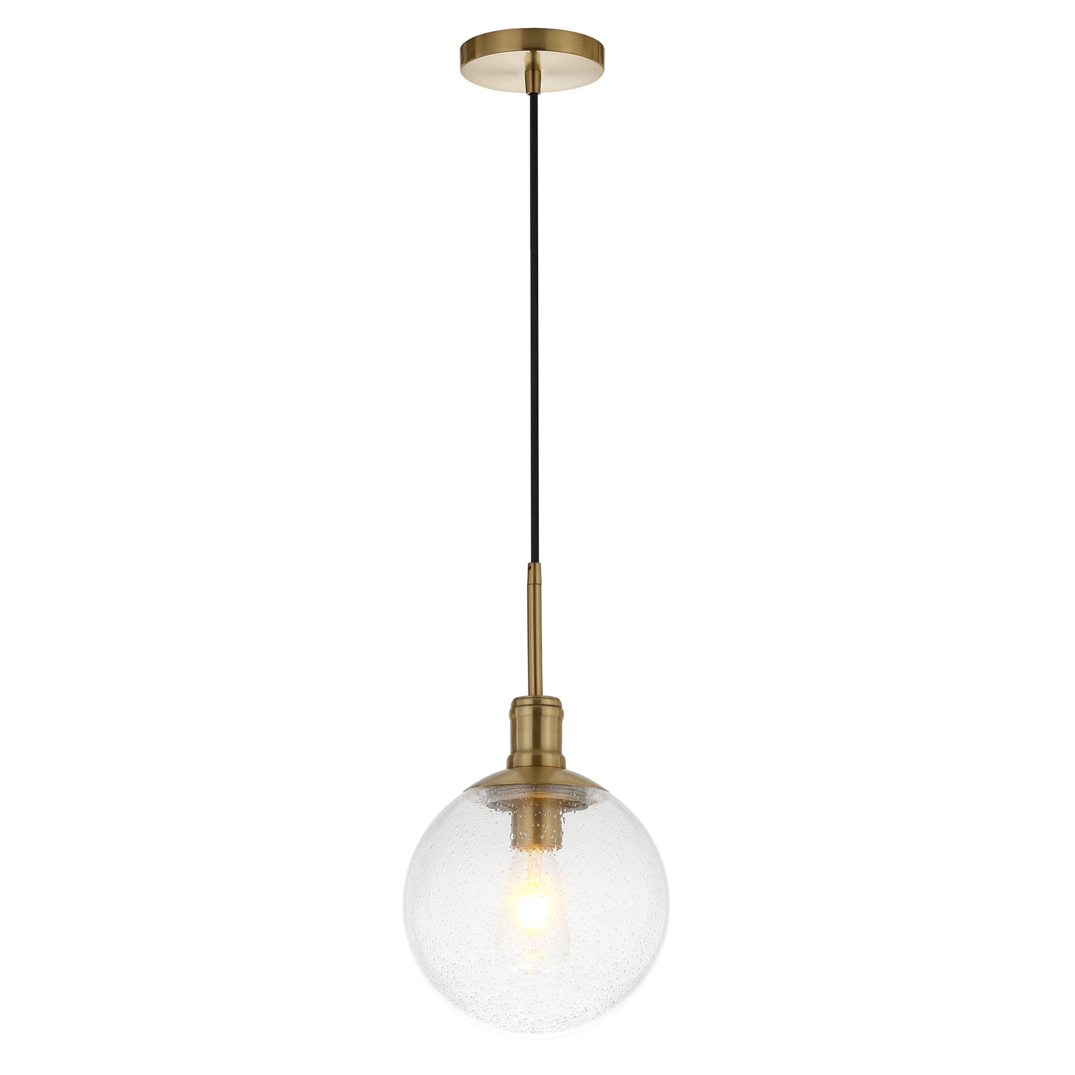 Evelyn&Zoe 9" Brass Metal/Glass Pendant