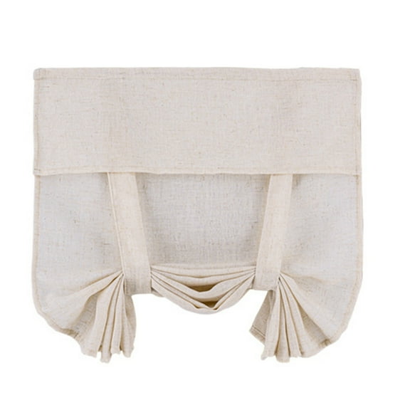 Faux Linen French Door Curtain Semi Private Lighting Adhesive Room Separator Door Blind Tie Up Shade For Home