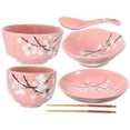 thumbnail image 1 of 6pcs Japanese Style Ceramic Tableware Set Household Cutlery Creative Ceramic Dinnerware Set (Pink), 1 of 3