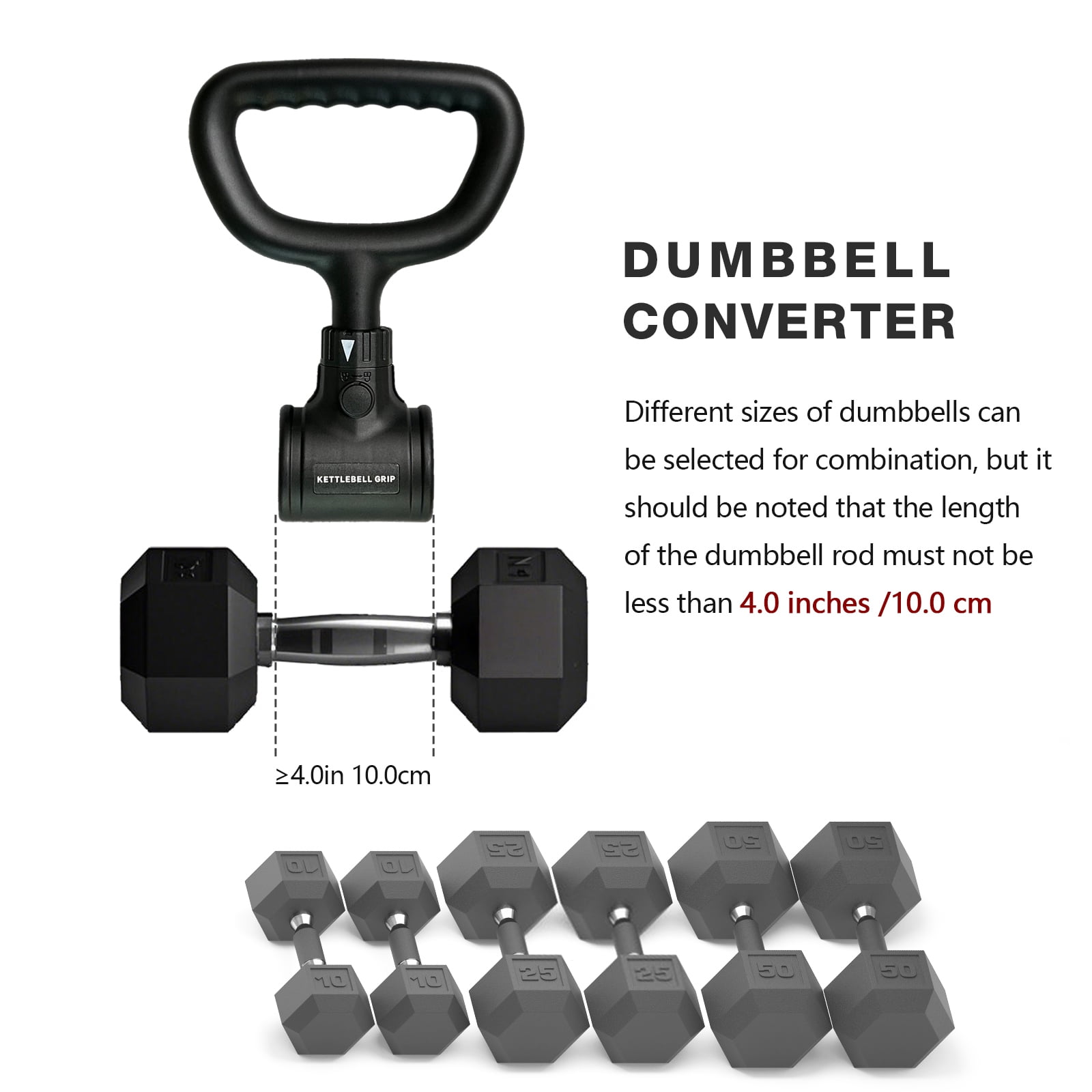 KORIKAHM Upgrade Hyperbell Dumbbell Converter - Convert Dumbbells to Barbell Set and Kettlebell for Home Fitness - Adjustable & Up to 200 lb Capacity Weight Barbell for Weight Lifting