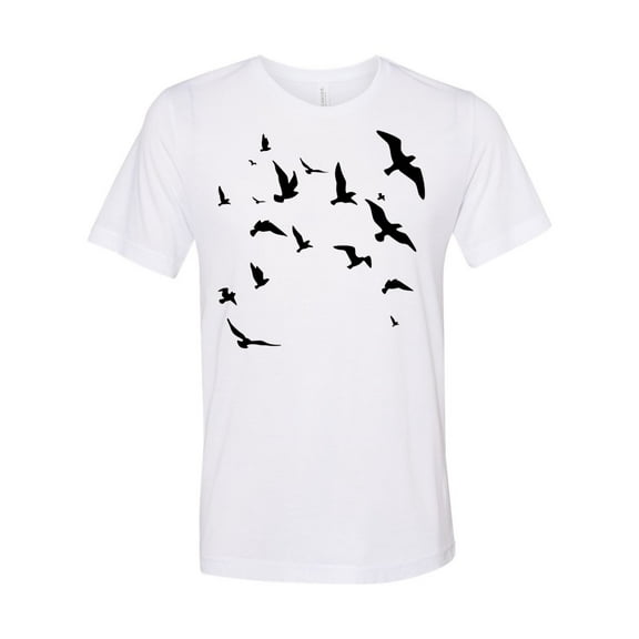Bird Lover, Bird Shirt, Flying Birds, Unisex Fit, Bird Watching, Gift For Bird Lover, Gift For Him, Birds, Crow Shirt, Raven Shirt, Trendy T, White, LARGE