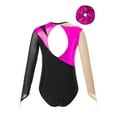 thumbnail image 2 of TSSOE Kids Girls Shiny Rhinestone Mesh Long Sleeve Gymnastics Leotard Tumbling Ballet Dance Bodysuit and Hair Band Set Hot Pink 10, 2 of 5