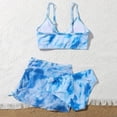 thumbnail image 3 of Girl's 3 Piece Swimwear Set Tie Dye Wireless Bra High Waisted Bikini Sets with Cover Up Beach Skirt, 3 of 5