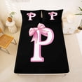 thumbnail image 5 of Erosebridal Aesthetic Coquette Bowknot Full Size Sheets For Girls,Personalized Letter P Kids Bed Sheets 4 Pieces, 5 of 6
