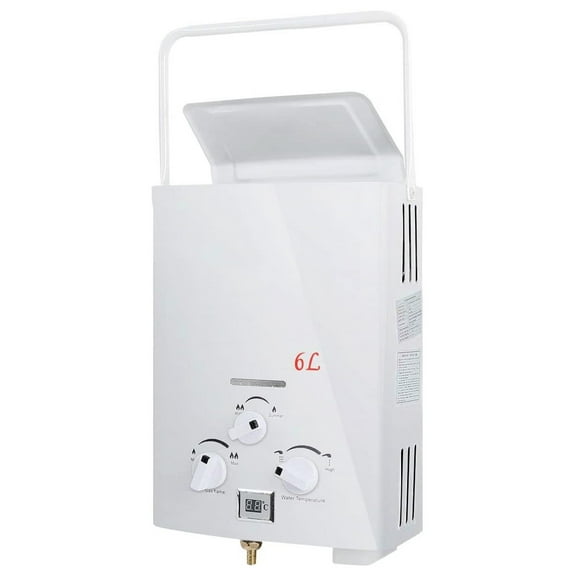Portable 6L Water Heater Tankless LPG 1.6 GPM Propane Gas Outdoor Digital Display Hot Water Heater