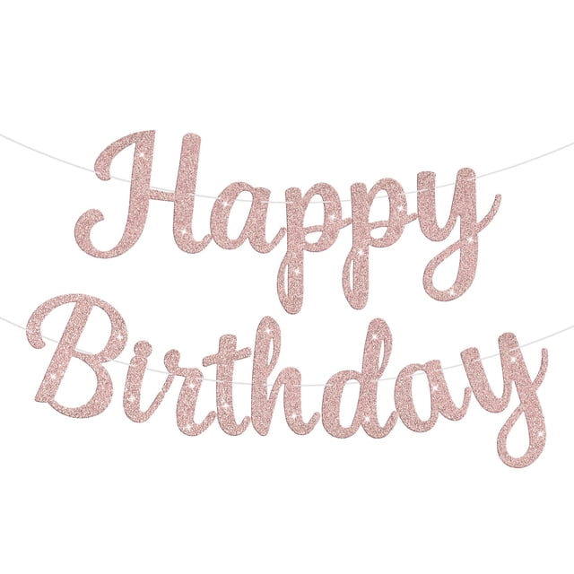 Guirnalda de cumpleaños con brillo color oro rosa JHZMCRX