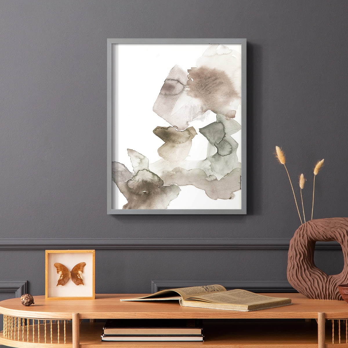 Untitled IX V31 Framed Print in Gray Solid Wood Framed Print No Nail Hanging