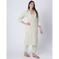 thumbnail image 3 of Moomaya Exclusive, Stylish 3-Pc Indo-Western Kurta & Pants Set, Designer Cotton Slub Outfit with Pockets, 3 of 9