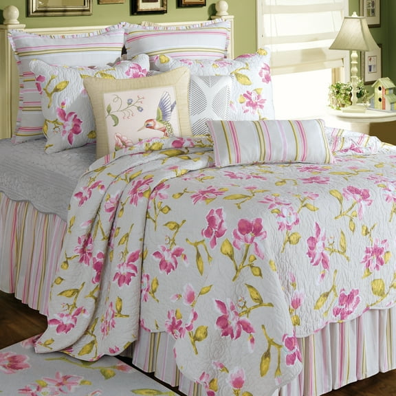 Liliann Purple Green Floral Full/Queen Bedding Bedspread Coverlet Quilt